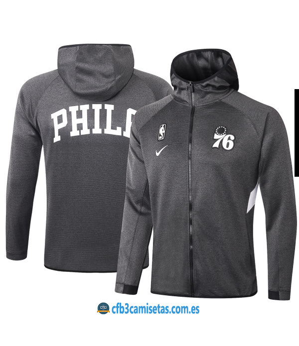 CFB3-Camisetas Chaqueta con capucha Philadelphia 76ers - Black