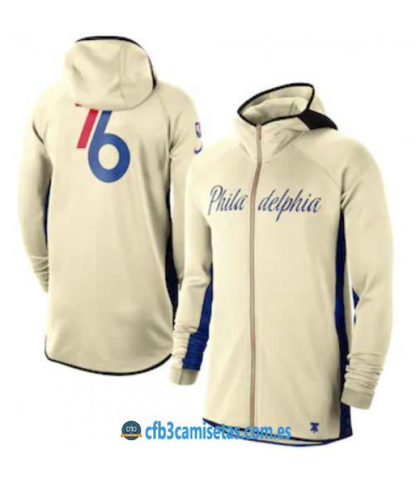 CFB3-Camisetas Chaqueta con capucha Philadelphia 76ers - Cream