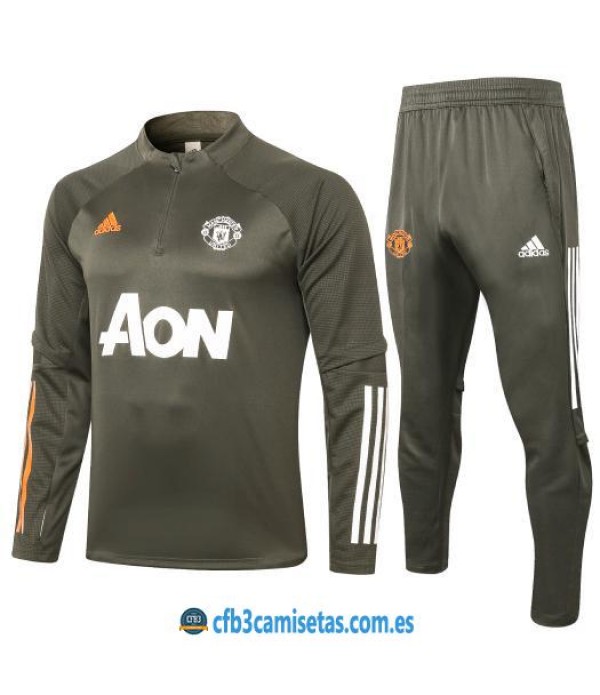 CFB3-Camisetas Chándal manchester united 2020/21-gris - niÑos