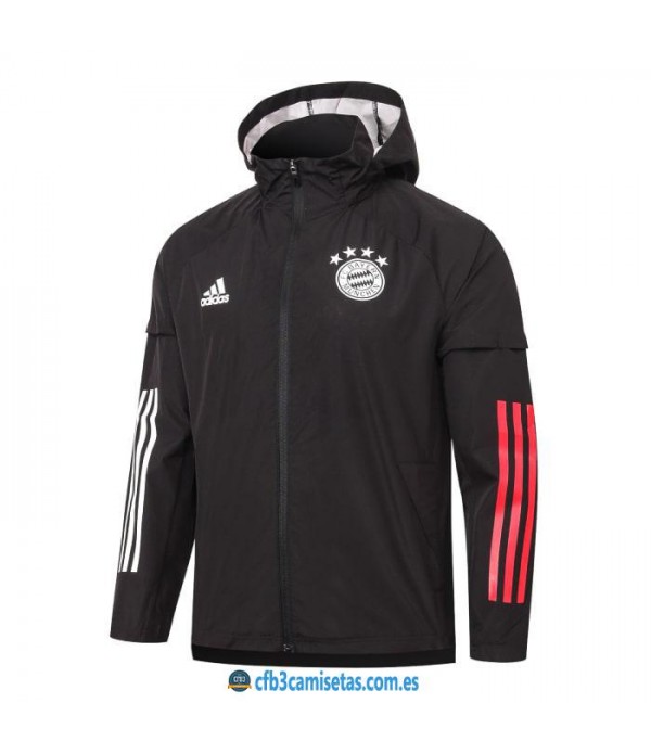 CFB3-Camisetas Chaqueta impermeable con capucha bayern munich 2020/21 - negra