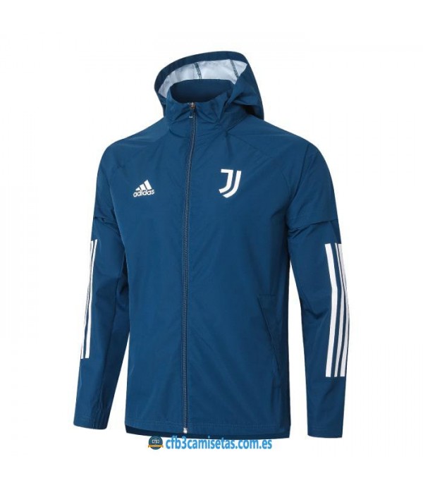 CFB3-Camisetas Chaqueta impermeable con capucha juventus 2020/21 - azul