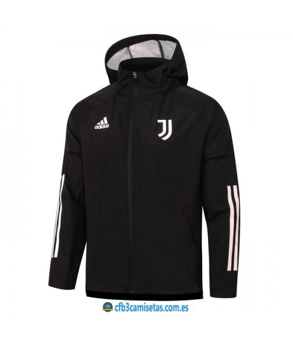 CFB3-Camisetas Chaqueta impermeable con capucha juventus 2020/21 - negra