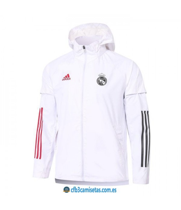 CFB3-Camisetas Chaqueta impermeable con capucha real madrid 2020/21