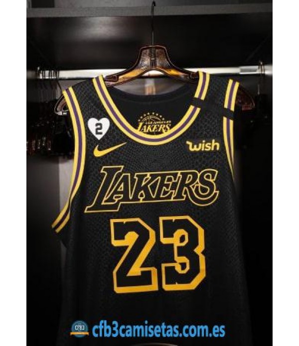 CFB3-Camisetas Lebron james los angeles lakers black mamba