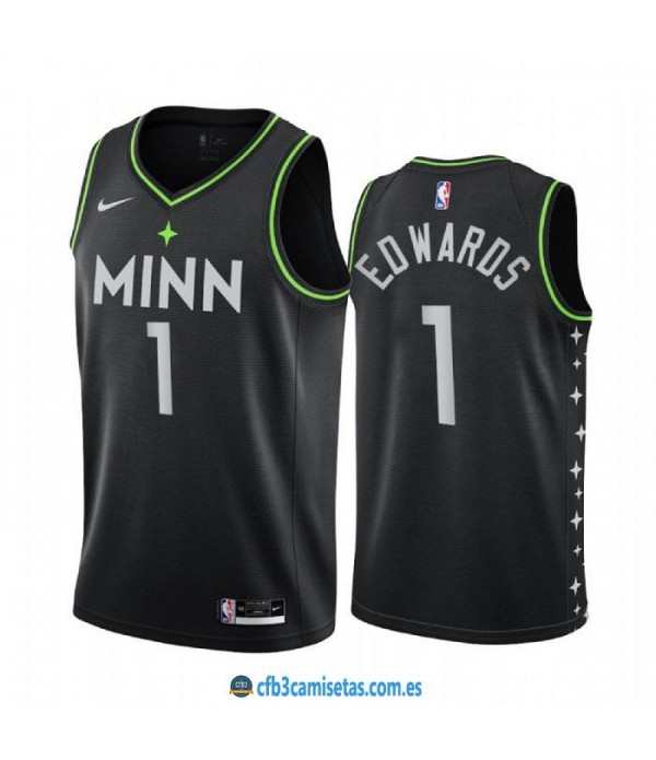 CFB3-Camisetas Anthony edwards minnesota timberwolves 2020/21 - city edition