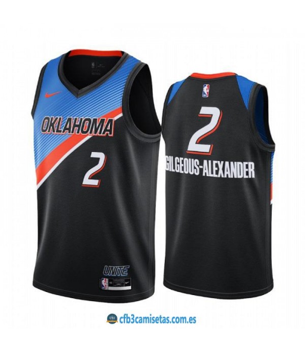 CFB3-Camisetas Shai gilgeous-alexander oklahoma city thunder 2020/21 - city edition