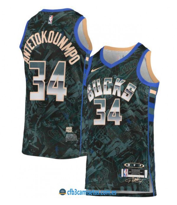 CFB3-Camisetas Giannis antetokounmpo milwaukee bucks mvp series