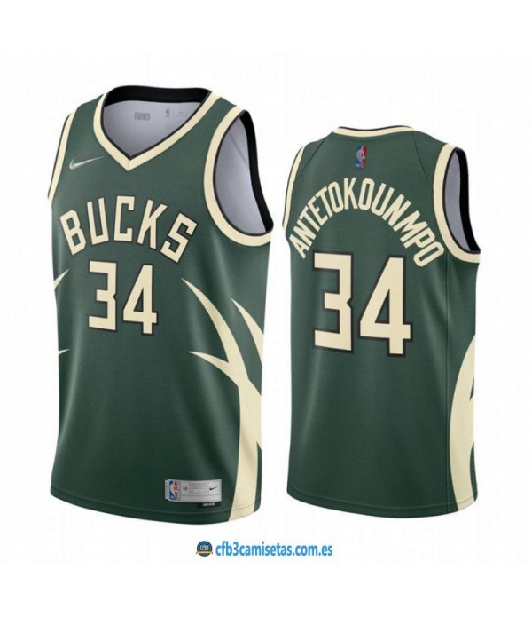 CFB3-Camisetas Giannis antetokounmpo milwaukee bucks 2020/21 - earned