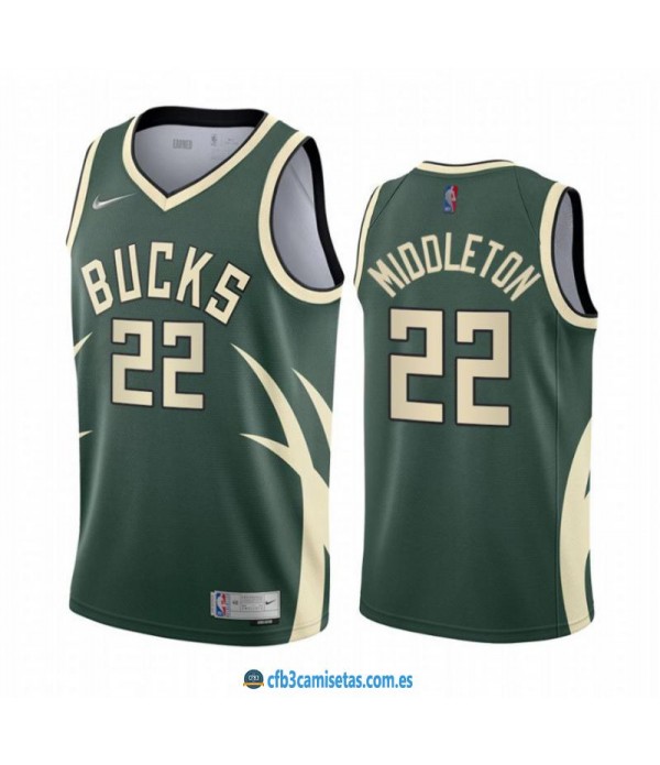 CFB3-Camisetas Khris middleton milwaukee bucks 2020/21 - earned