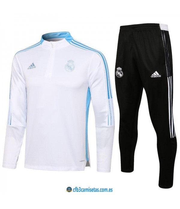 CFB3-Camisetas Chándal real madrid 2021/22 blanco