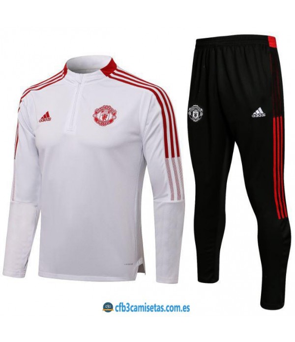 CFB3-Camisetas Chándal manchester united 2021/22 blanco - niÑos