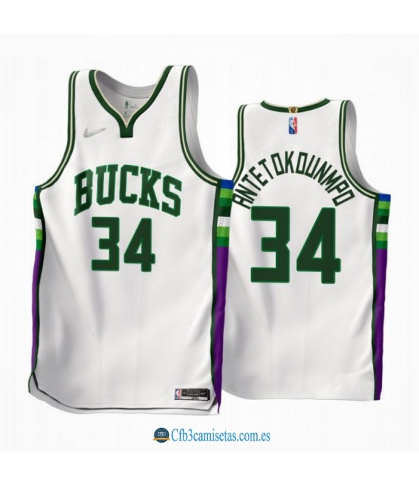 CFB3-Camisetas Giannis antetokounmpo milwaukee bucks 2021/22 - city edition