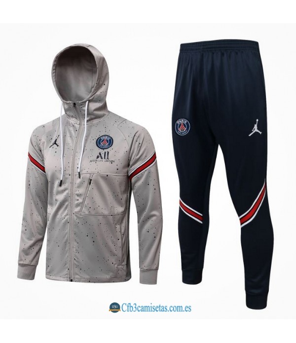 CFB3-Camisetas Chándal psg x jordan 2021/22 capucha gris