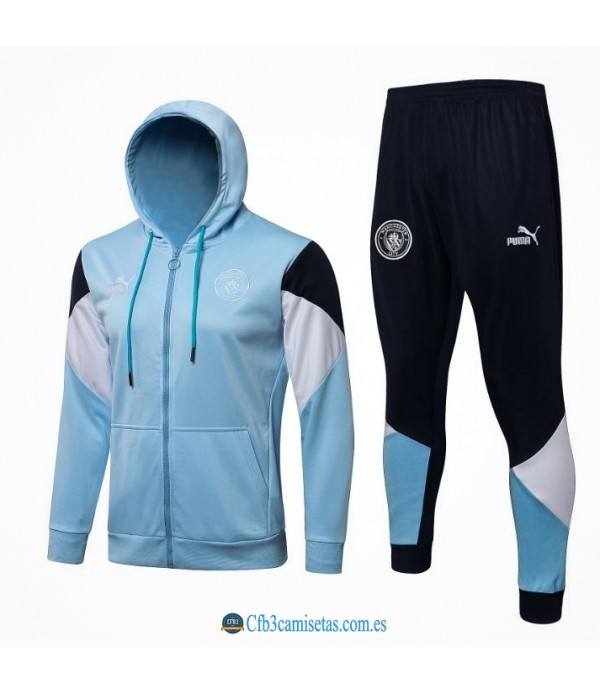 CFB3-Camisetas Chándal manchester city 2021/22 capucha - celeste