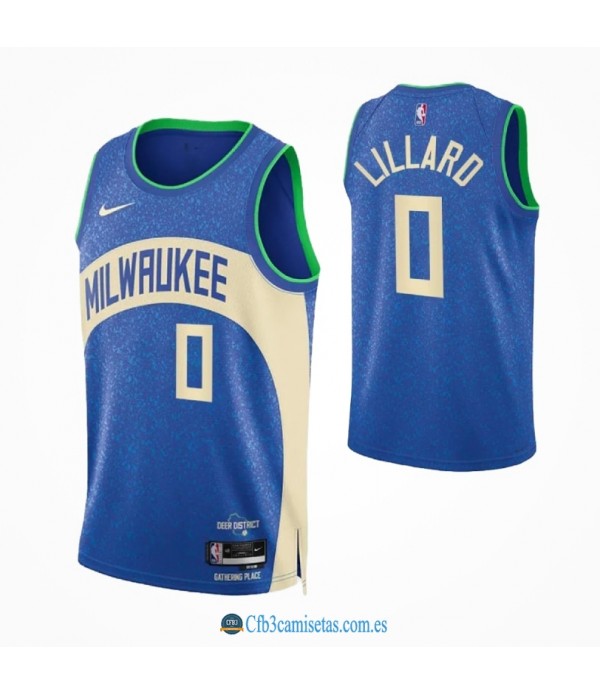 CFB3-Camisetas Damian lillard milwaukee bucks 2023/24 - city