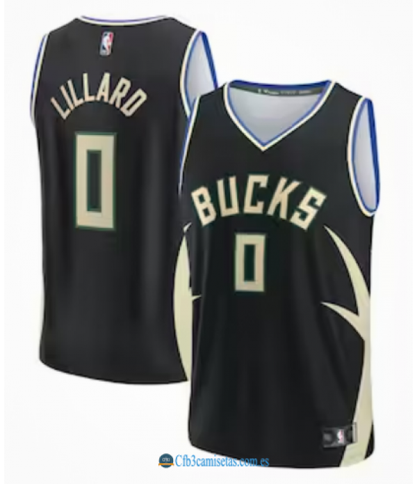 CFB3-Camisetas Damian lillard milwaukee bucks - statement black