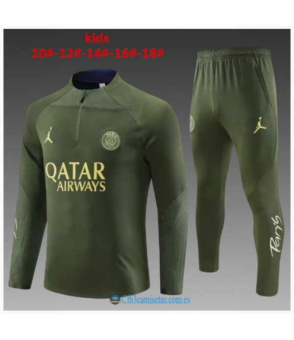 CFB3-Camisetas Chándal psg x jordan 2023/24 verde - niÑos