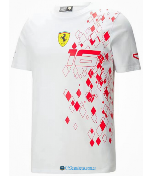 CFB3-Camisetas Camiseta scuderia ferrari 2024 - charles leclerc blanca