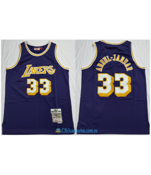 CFB3-Camisetas Kareem abdul-jabbar los angeles lakers - classic purple