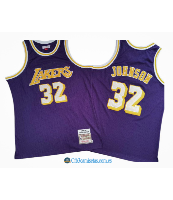 CFB3-Camisetas Magic johnson los angeles lakers - classic purple