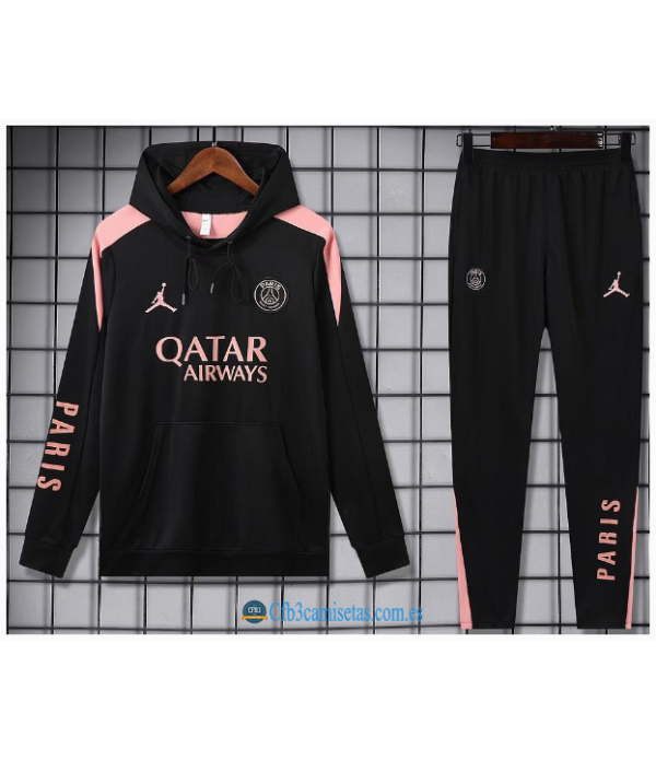 CFB3-Camisetas Chándal con capucha psg 2024/25 negro
