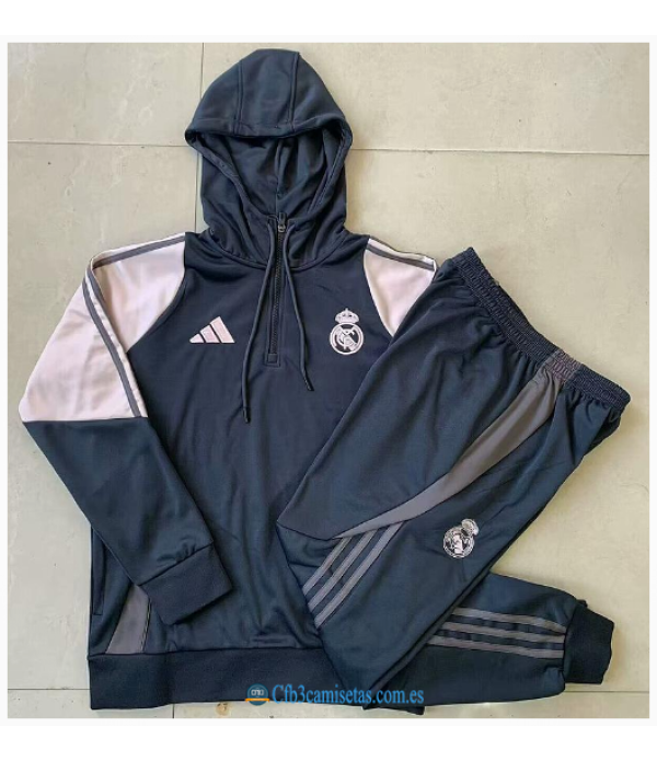 CFB3-Camisetas Chándal con capucha real madrid 2024/25 oscuro
