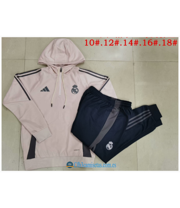 CFB3-Camisetas Chándal con capucha real madrid 2024/25 - niÑos