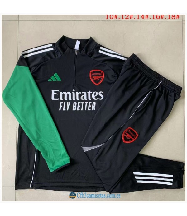 CFB3-Camisetas Chándal arsenal 2025/26black half zipper - niÑos