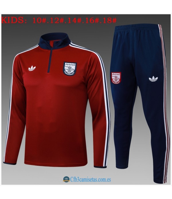 CFB3-Camisetas Chándal arsenal 2025/26dark red half zipper - niÑos
