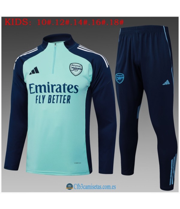 CFB3-Camisetas Chándal arsenal 2025/26light green long zipper - niÑos
