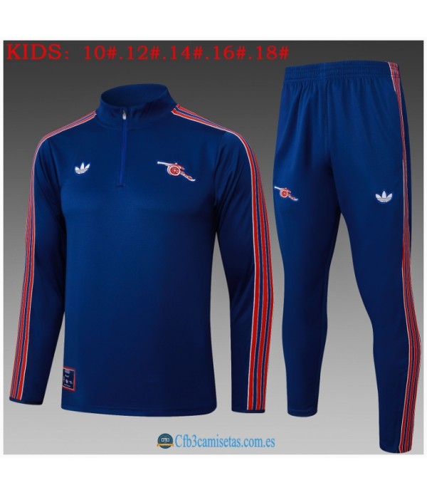 CFB3-Camisetas Chándal arsenal 2025/26retro bule half zipper - niÑos