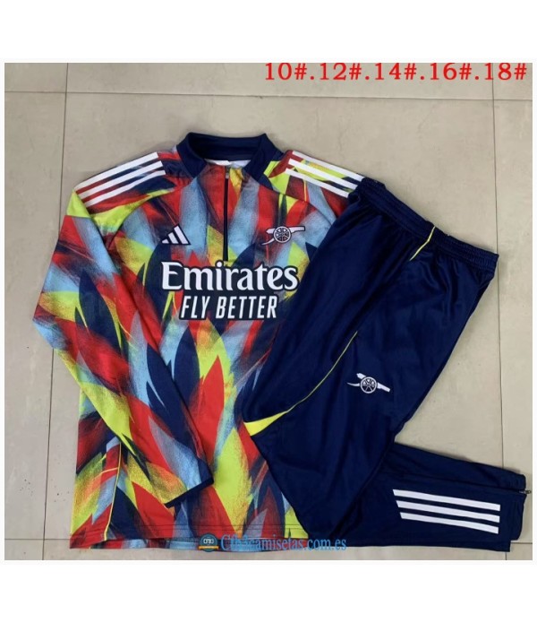 CFB3-Camisetas Chándal arsenal 2025/26yellow with red half zipper - niÑos