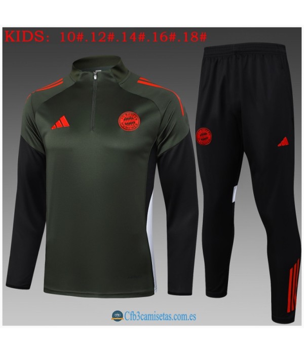 CFB3-Camisetas Chándal bayern munich 2025/26 dark green half zipper - niÑos