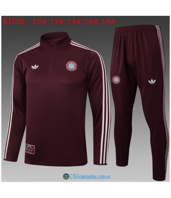 CFB3-Camisetas Chándal bayern munich 2025/26 dark red half zipper - niÑos
