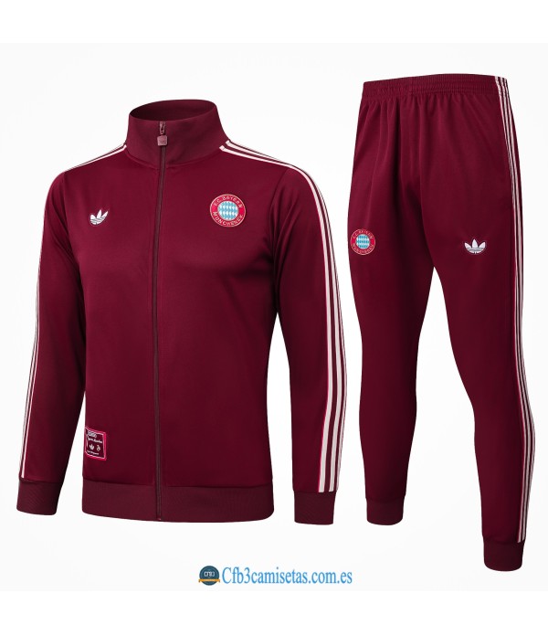 CFB3-Camisetas Chándal bayern munich 2025/26-dark red retro cremallera larga