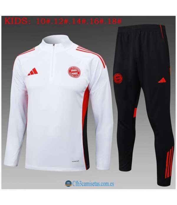 CFB3-Camisetas Chándal bayern munich 2025/26 white half zipper - niÑos