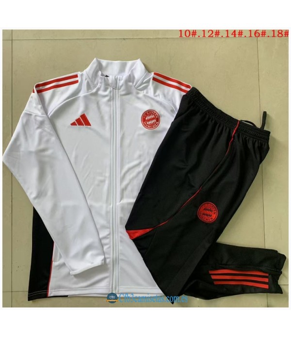 CFB3-Camisetas Chándal bayern munich 2025/26 white long zipper - niÑos