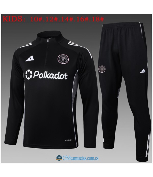 CFB3-Camisetas Chándal inter miami 2025/26 black half zipper - niÑos