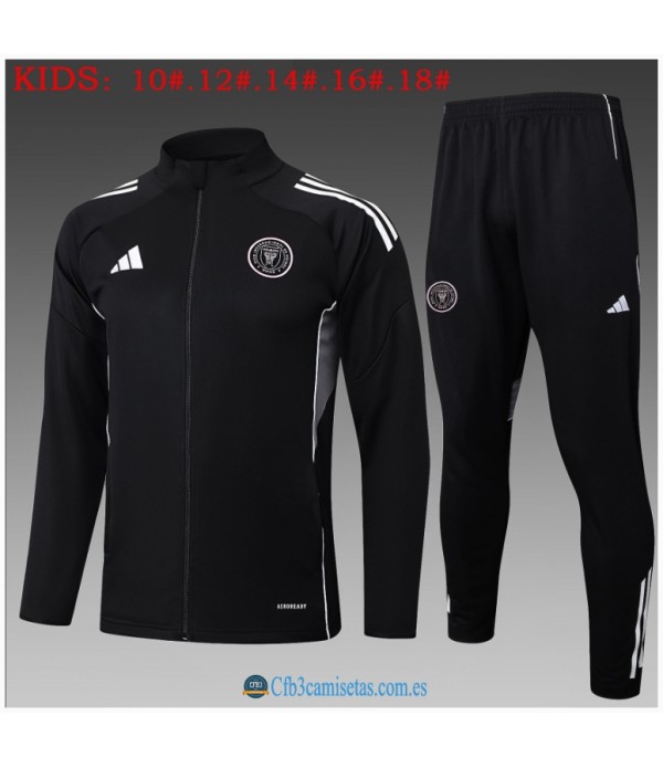 CFB3-Camisetas Chándal inter miami 2025/26 black long zipper - niÑos