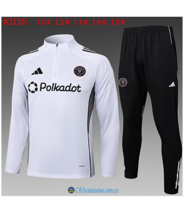 CFB3-Camisetas Chándal inter miami 2025/26 white half zipper - niÑos