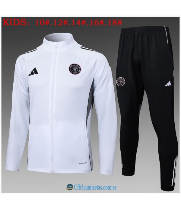 CFB3-Camisetas Chándal inter miami 2025/26 white long zipper - niÑos