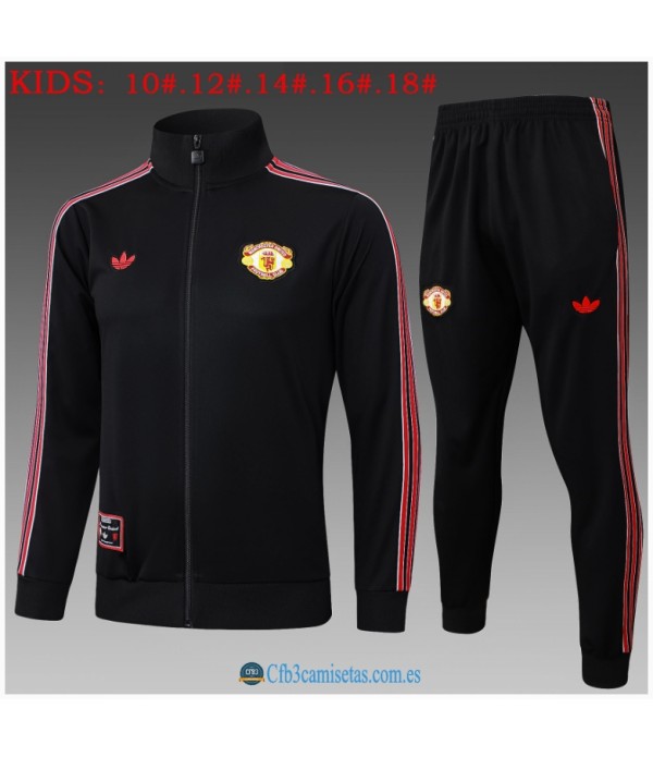 CFB3-Camisetas Chándal manchester united 2025/26 black long zipper - niÑos