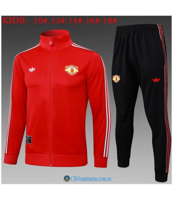 CFB3-Camisetas Chándal manchester united 2025/26 red long zipper - niÑos