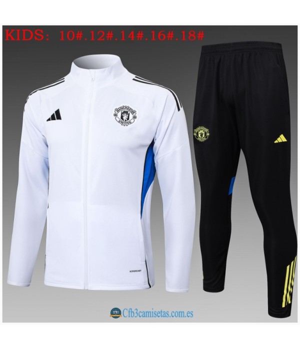 CFB3-Camisetas Chándal manchester united 2025/26 white long zipper - niÑos
