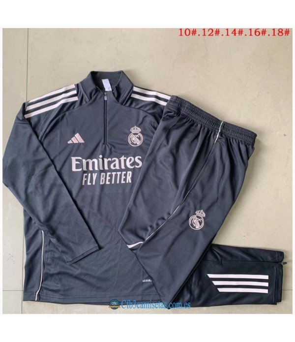 CFB3-Camisetas Chándal real madrid 2025/26 gray half zipper - niÑos