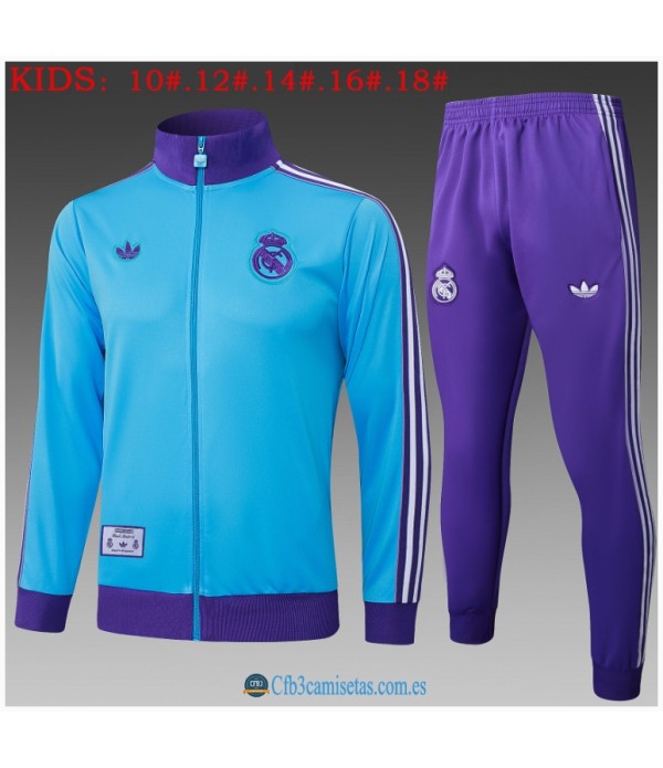 CFB3-Camisetas Chándal real madrid 2025/26 light bule long zipper - niÑos