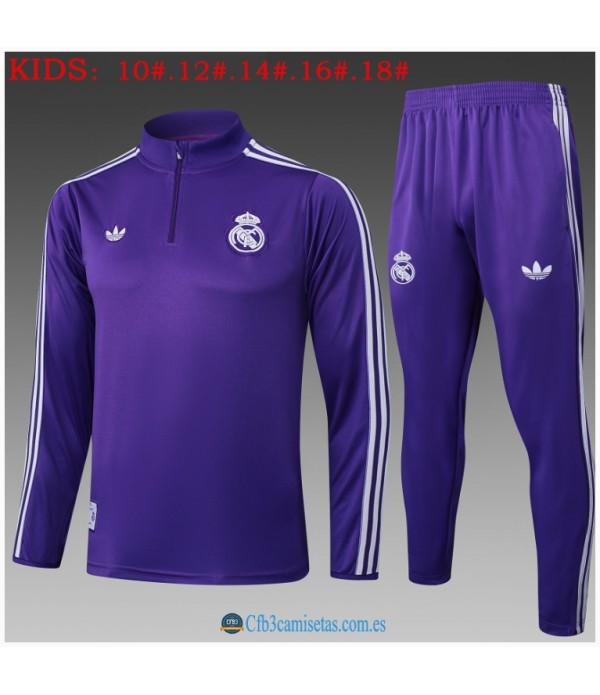CFB3-Camisetas Chándal real madrid 2025/26 purple half zipper - niÑos