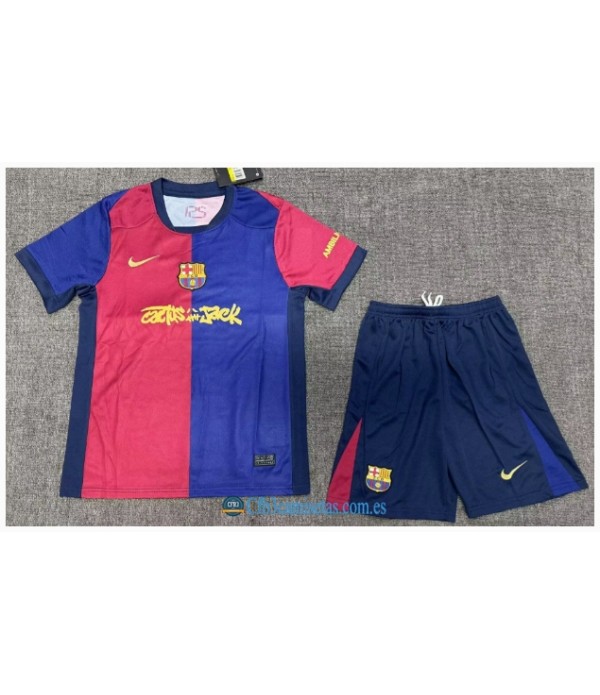 CFB3-Camisetas Fc barcelona 1a equipación 2024/25 travis scott - niÑos