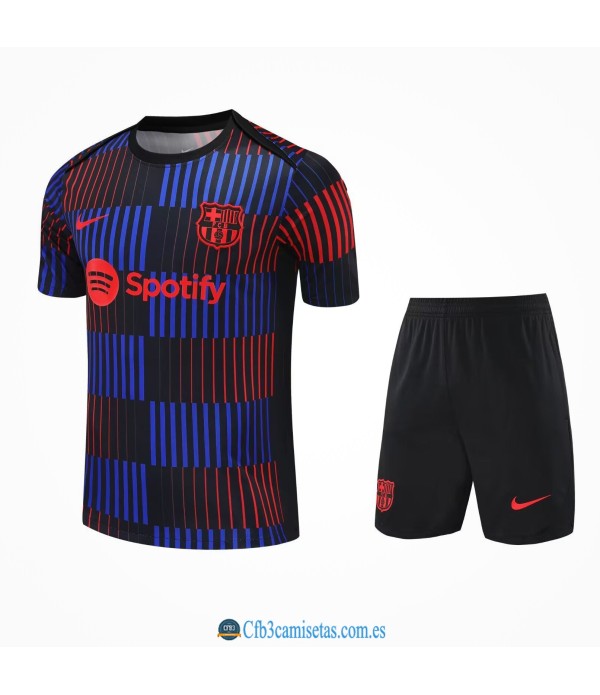 CFB3-Camisetas Kit entrenamiento fc barcelona 2025/26 negro con azul rojo