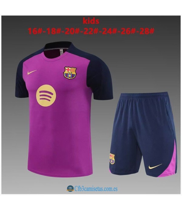 CFB3-Camisetas Kit entrenamiento fc barcelona 2025/26 púrpura-niÑos